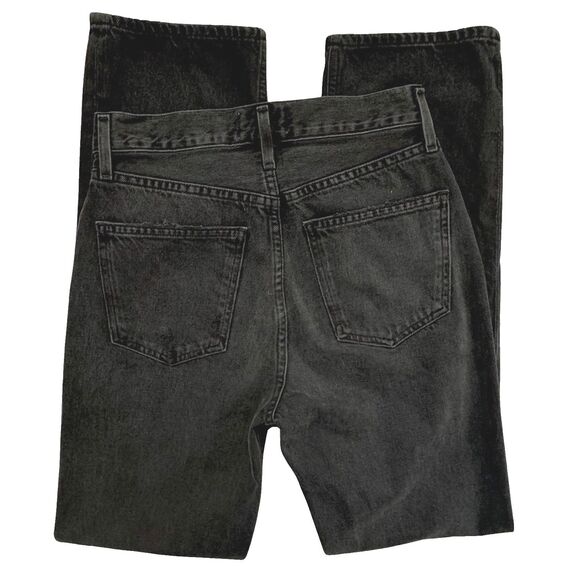 AGOLDE Lana Jeans Size 24 Faded Black Disorder Straight Button Fly Distressing - Picture 7 of 16